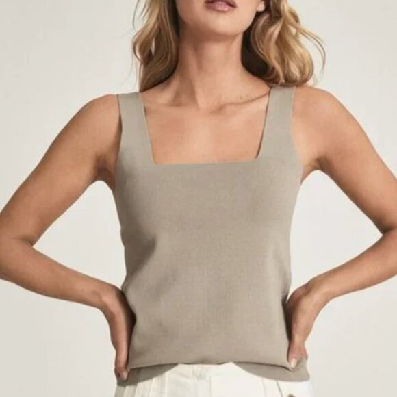 Reiss Devon Knitted Square Neck Vest Sage Large - Picture 5 of 7